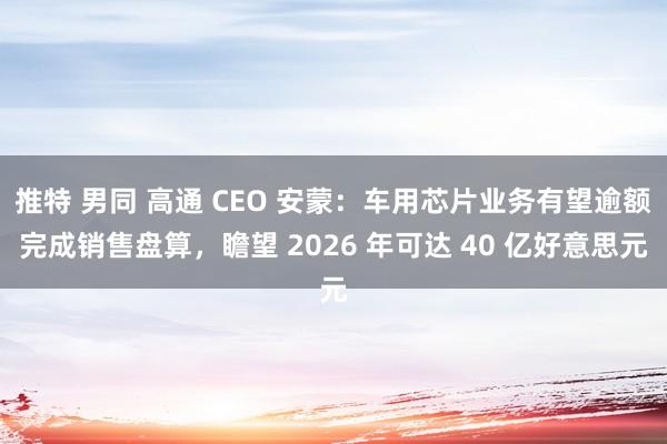 推特 男同 高通 CEO 安蒙：车用芯片业务有望逾额完成销售盘算，瞻望 2026 年可达 40 亿好意思元