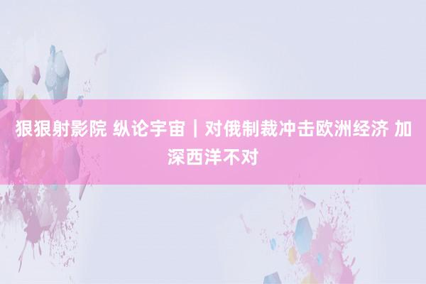 狠狠射影院 纵论宇宙｜对俄制裁冲击欧洲经济 加深西洋不对