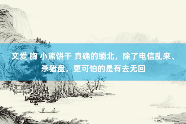 文爱 胸 小熊饼干 真确的缅北，除了电信乱来、杀猪盘，更可怕的是有去无回